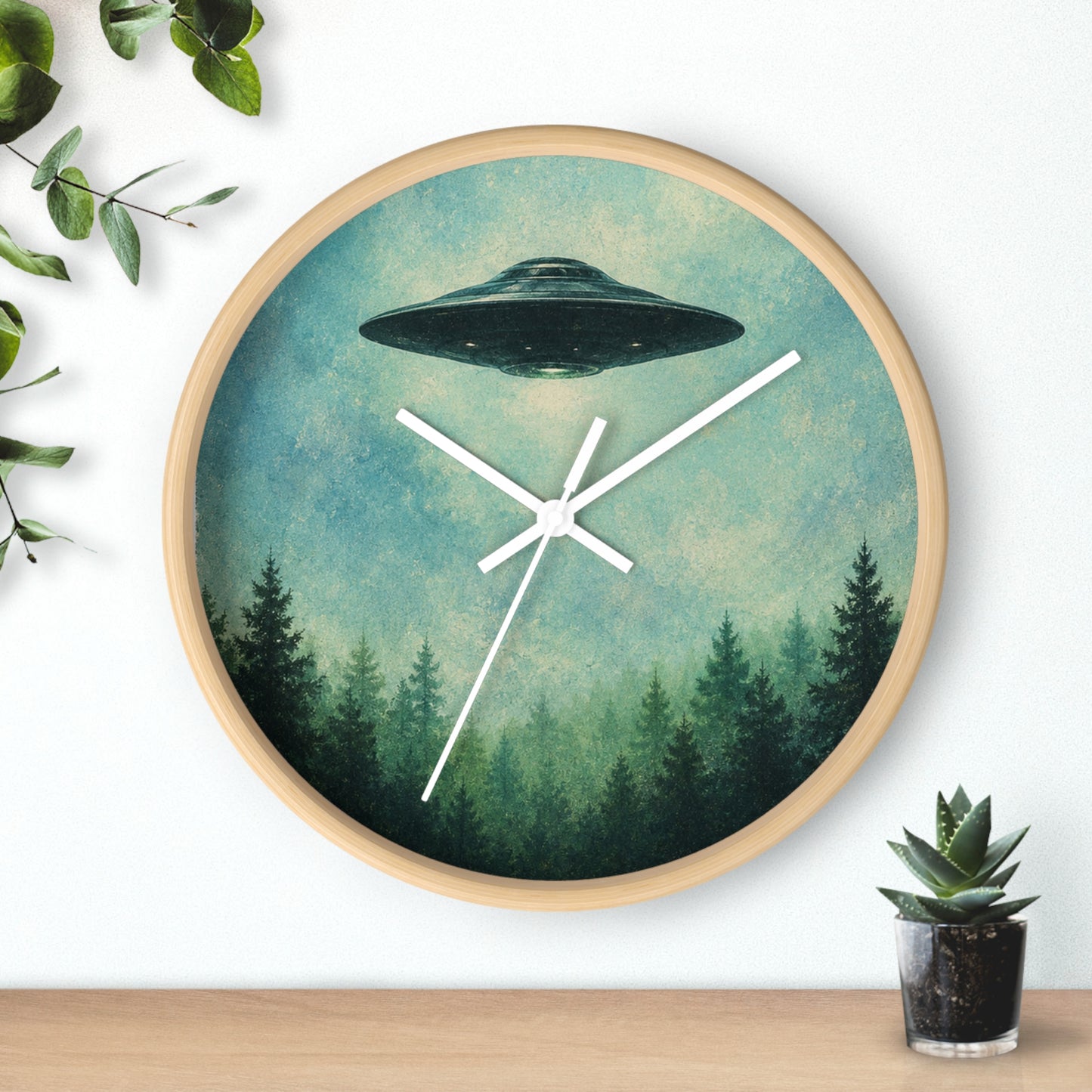UFO Wall Clock — Retro Alien Spaceship Design