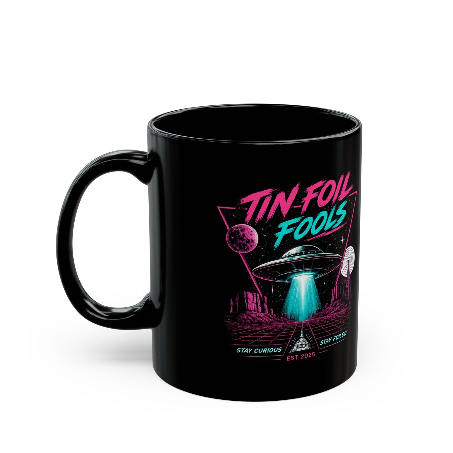 Retro UFO Mug — 11oz/15oz Black Coffee Cup