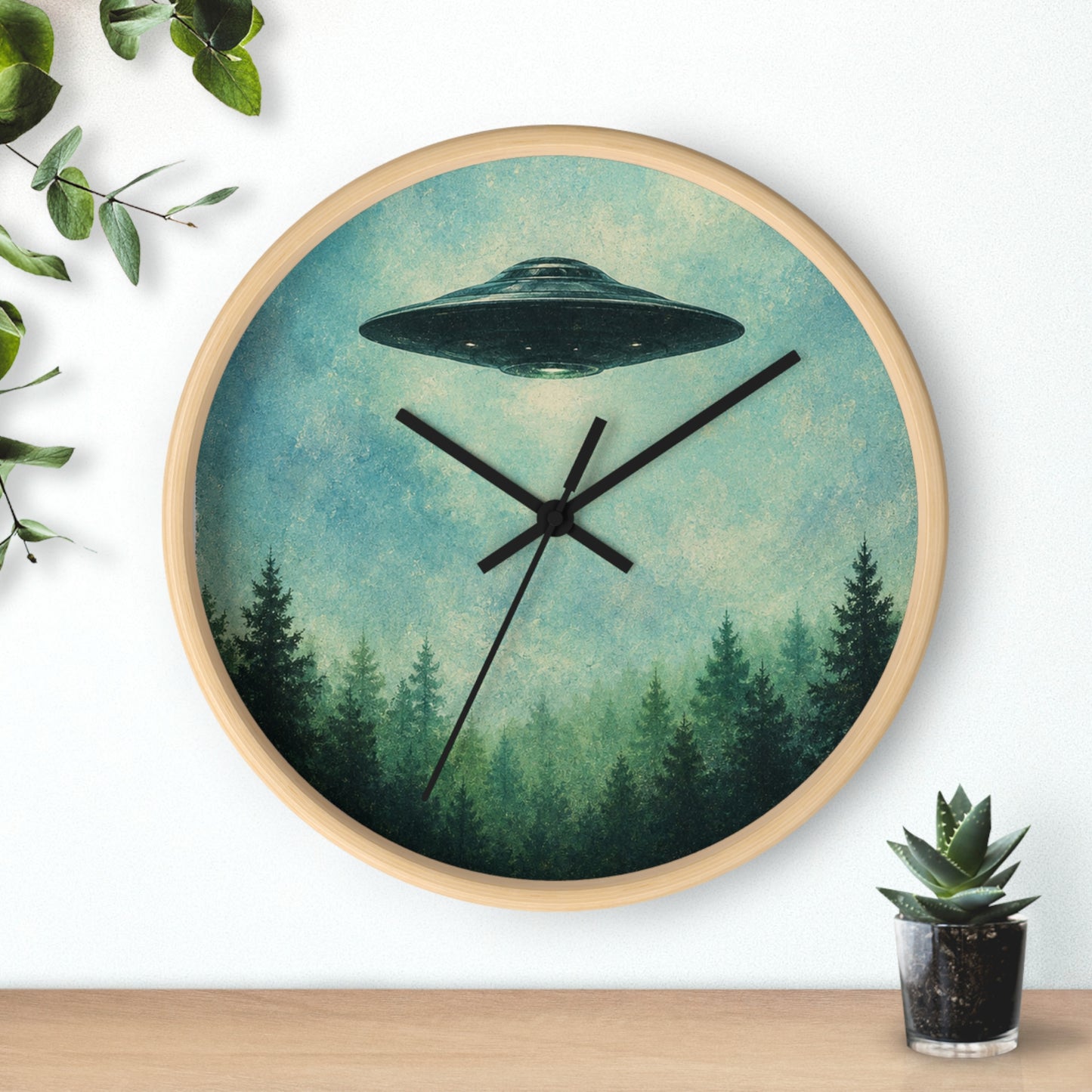 UFO Wall Clock — Retro Alien Spaceship Design