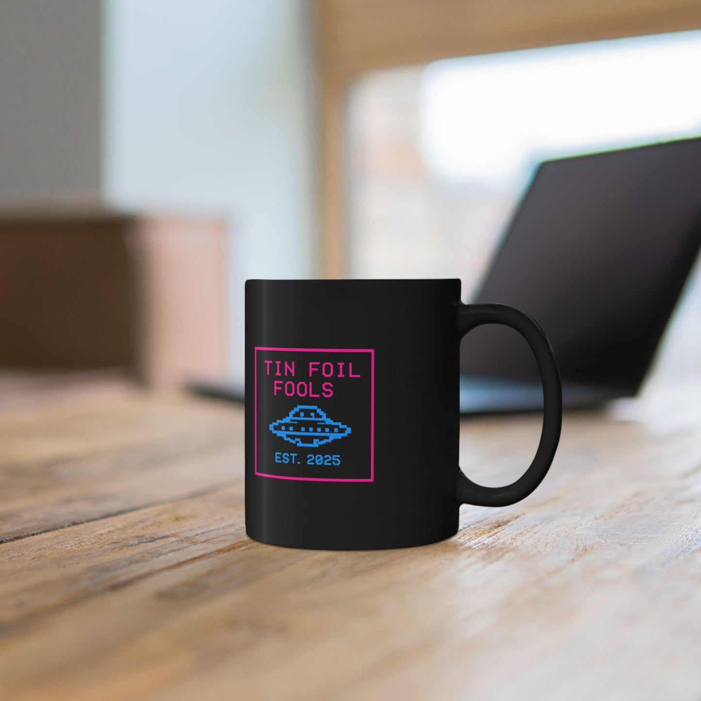 Retro UFO Mug — 11oz/15oz Black Coffee Cup