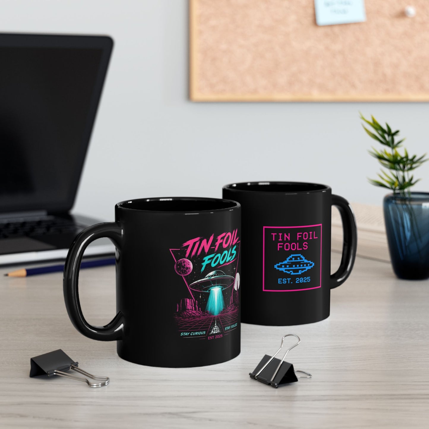 Retro UFO Mug — 11oz/15oz Black Coffee Cup