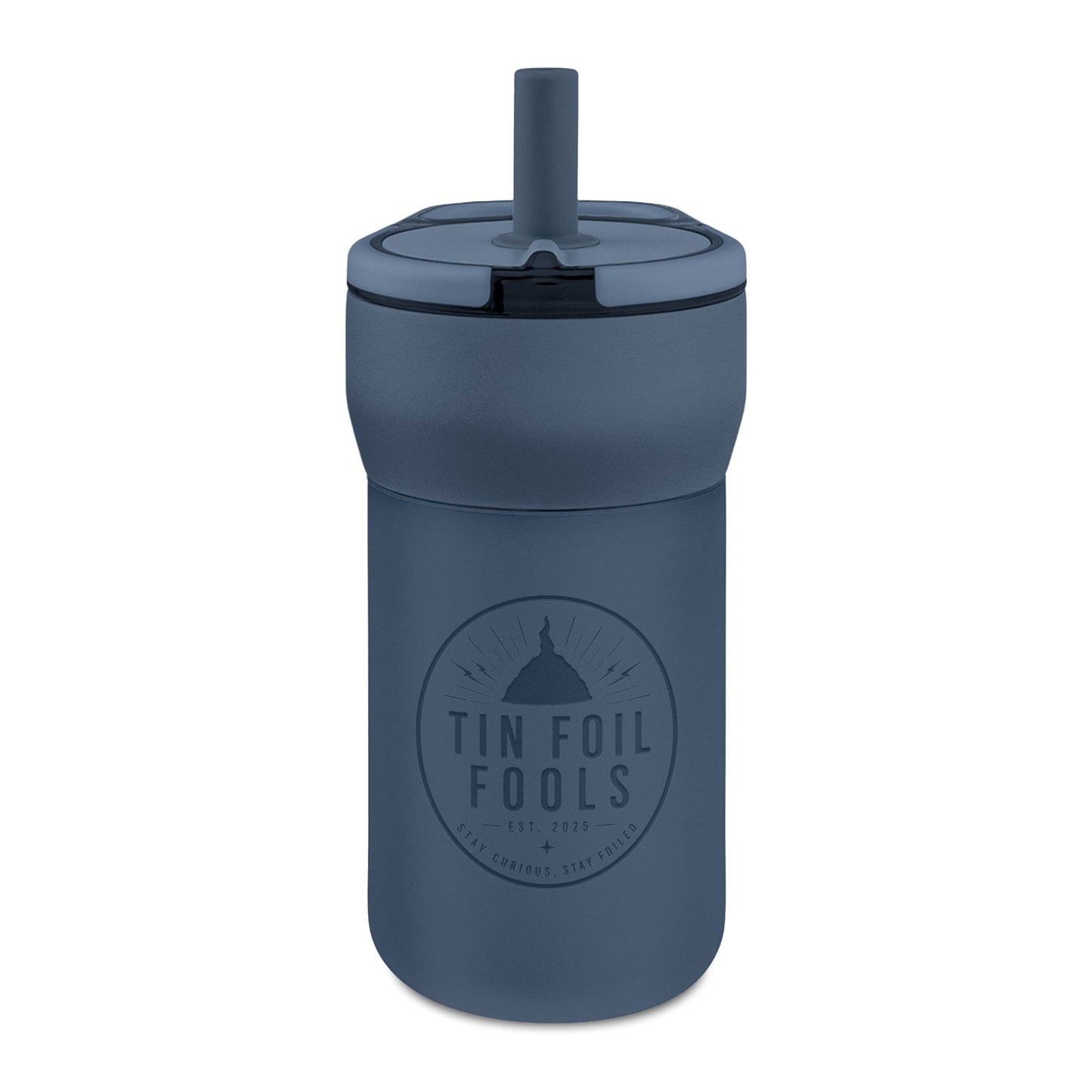Kids Leakproof Straw Tumbler — "Tin Foil Fools" Engraved 12oz