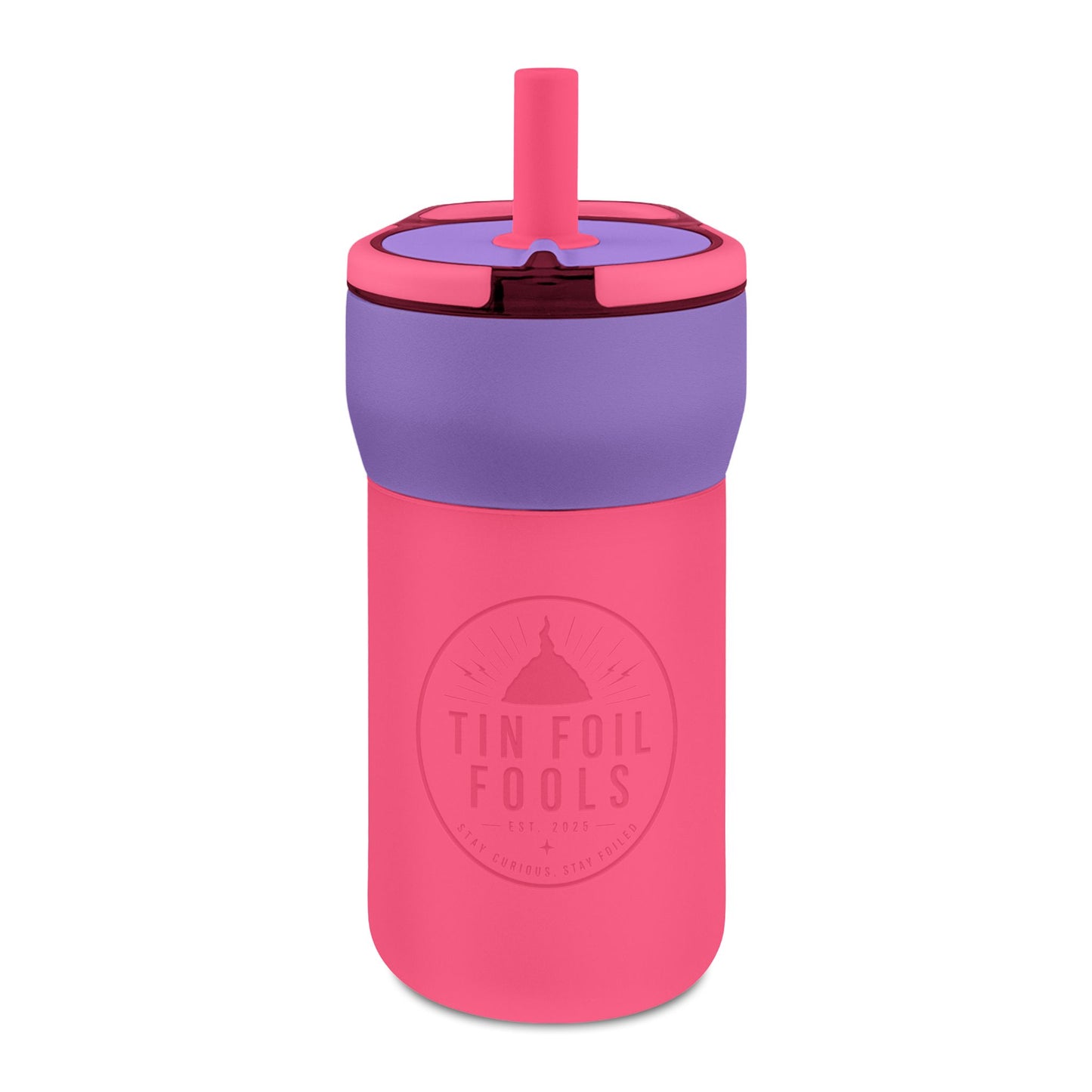 Kids Leakproof Straw Tumbler — "Tin Foil Fools" Engraved 12oz