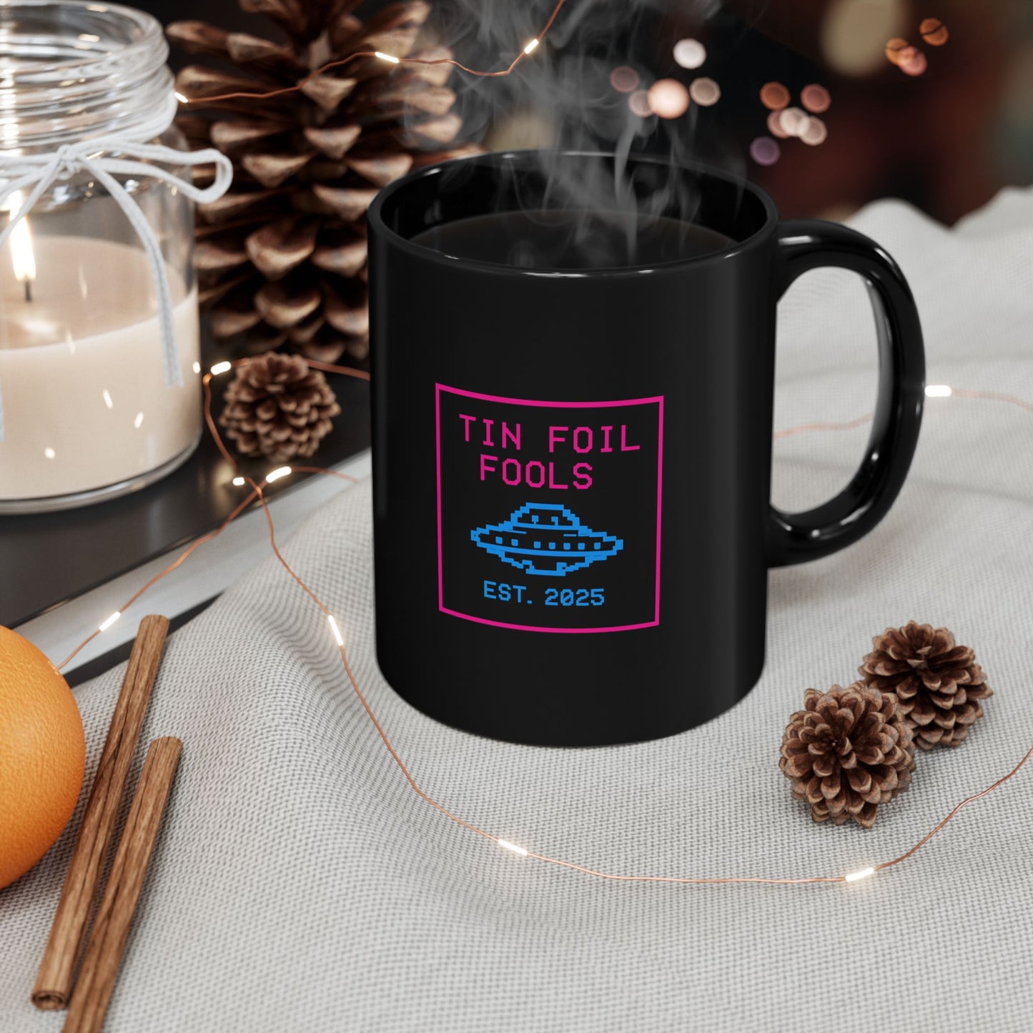 Retro UFO Mug — 11oz/15oz Black Coffee Cup