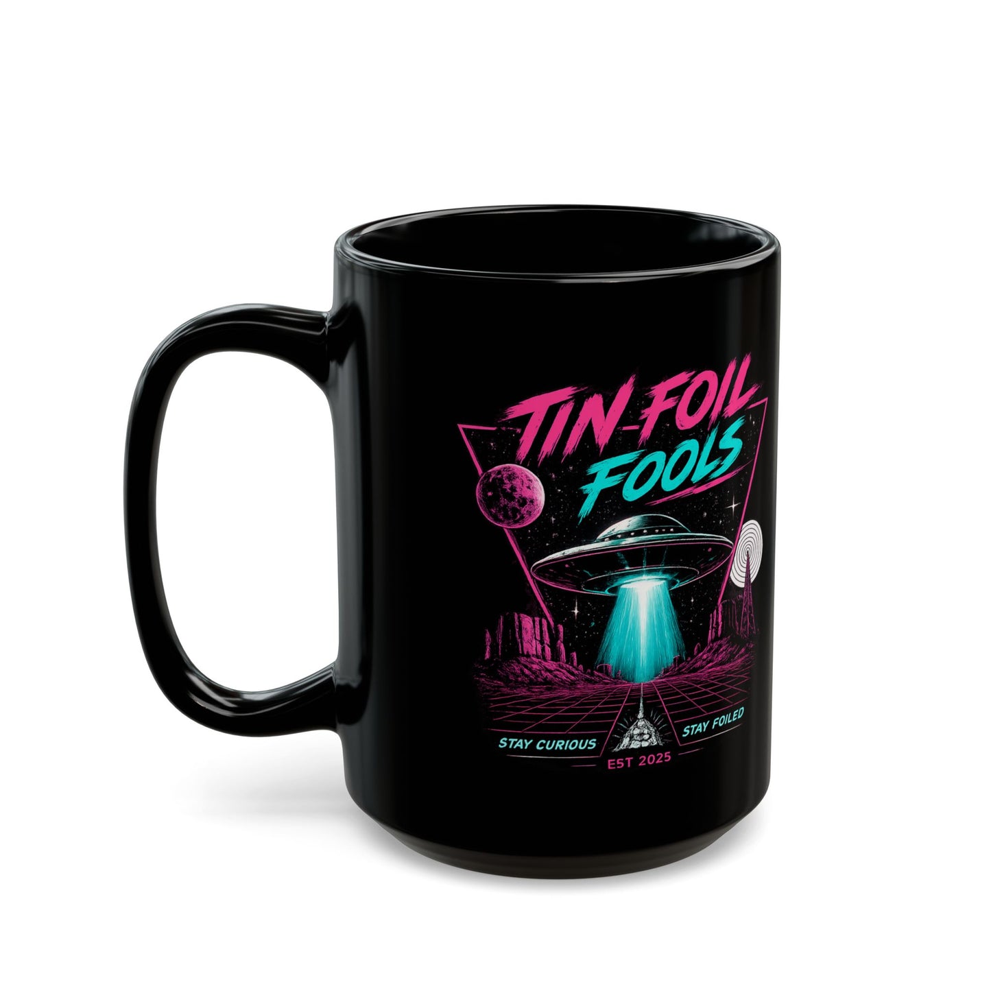 Retro UFO Mug — 11oz/15oz Black Coffee Cup