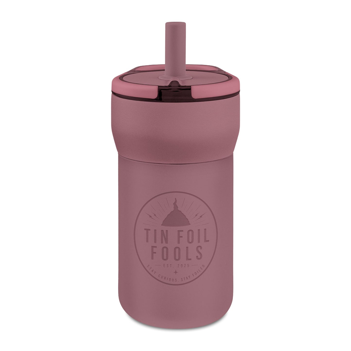 Kids Leakproof Straw Tumbler — "Tin Foil Fools" Engraved 12oz