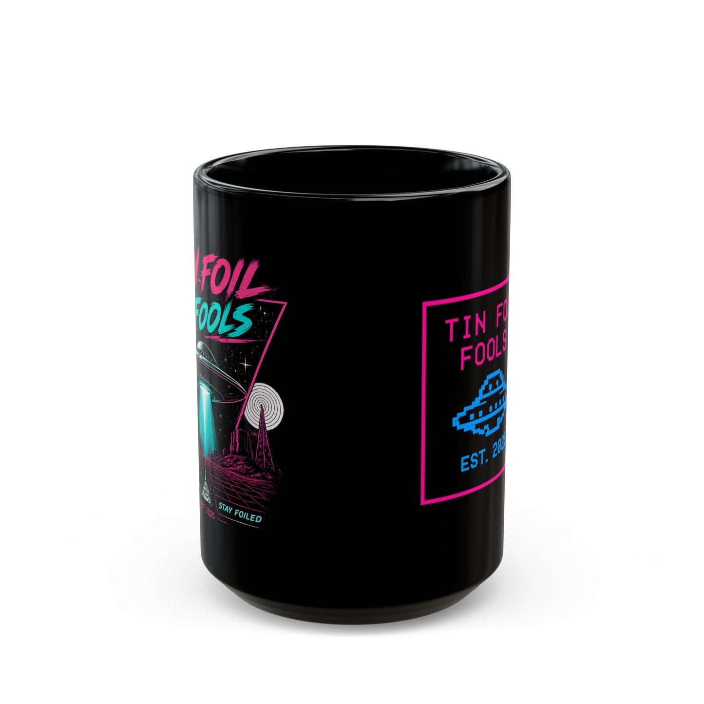 Retro UFO Mug — 11oz/15oz Black Coffee Cup